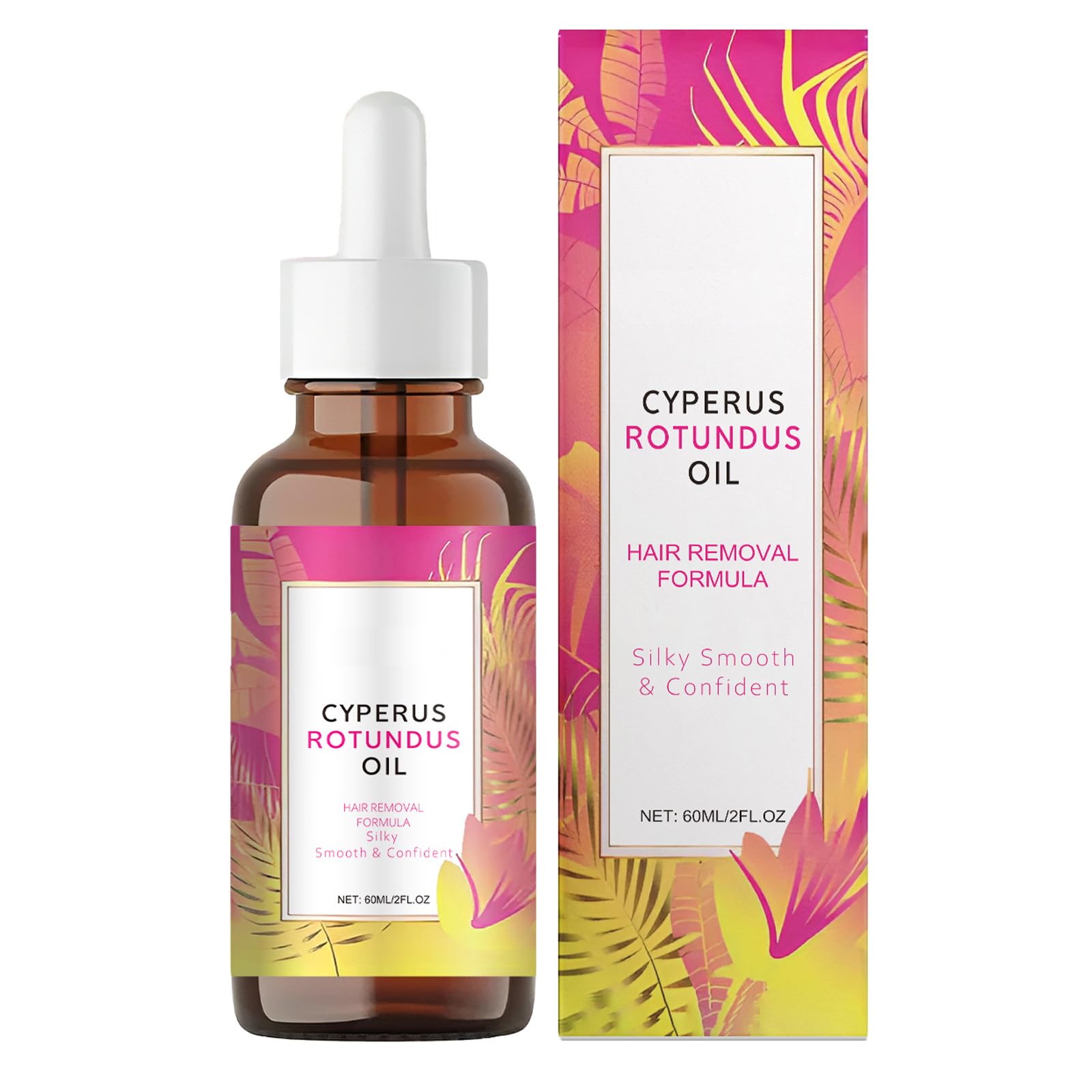 MQN Natural Hair Removal Oil & Inhibitor Cyperus Rotundus Oil to Slow Body Hair Growth for Women & Men, Soothes Skin, 60ml, All Skin Types