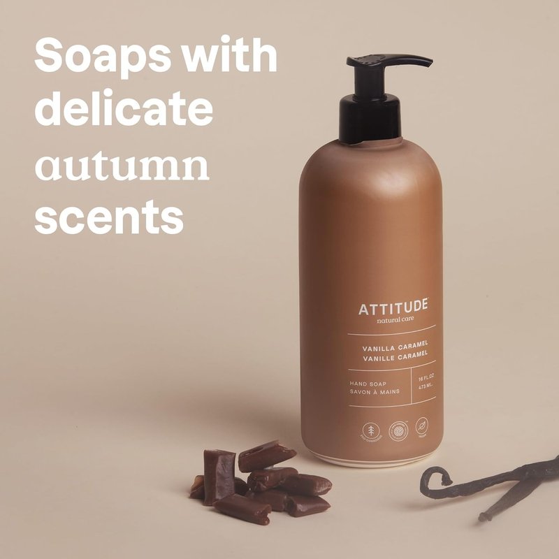 ATTITUDE Liquid Hand Soap - EWG Verified, Vegan & Plant-Based, Vanilla Caramel | 16 Fl Oz