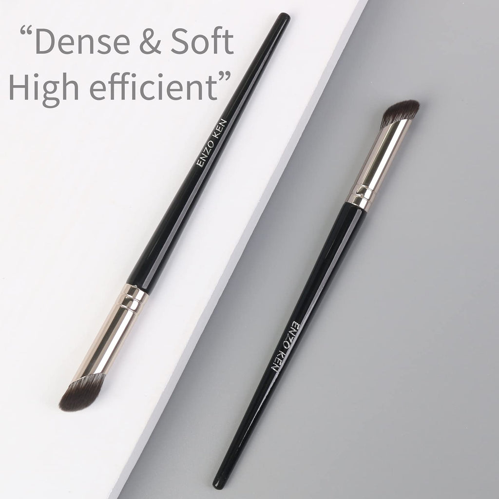 ENZO KEN Eyeshadow Brush, Angled Concealer Brush Under Eye, Small Nose Contour Brush, Flat Eyebrow Brush, Eyeliner Brush