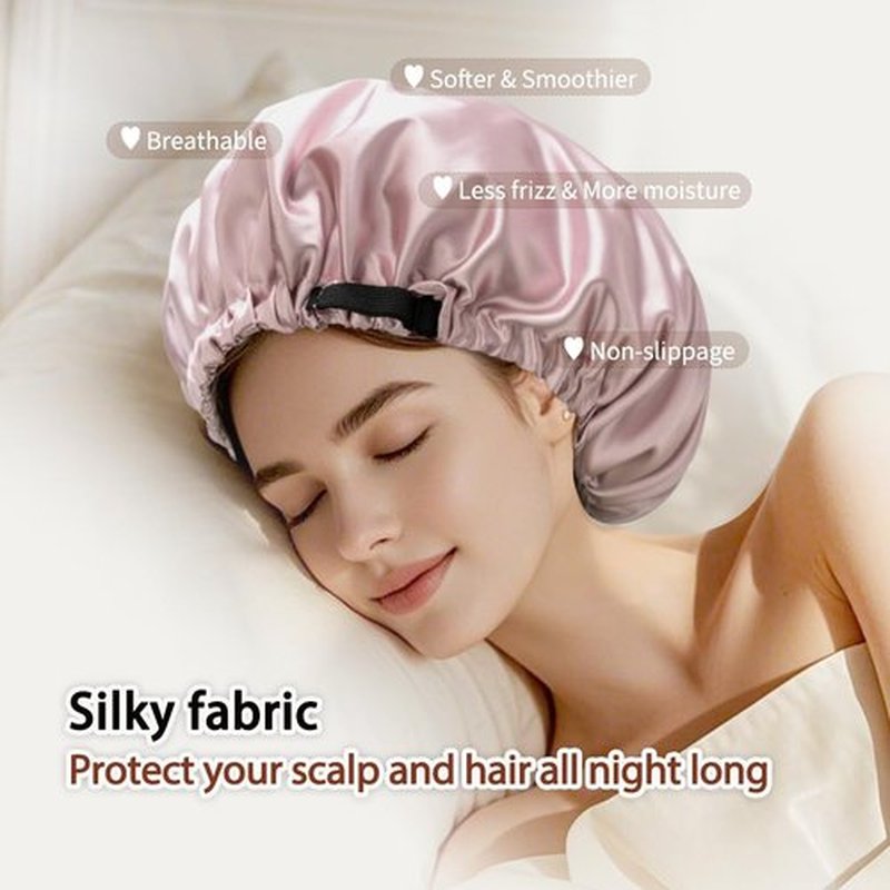 Netcken Large Microfiber Hair Towel Wrap & Satin Bonnet Set for Women, Ultra Absorbent Turban 24x42 Inches & Adjustable Night Cap for Curly Hair, Prevents Frizz & Breakage, Gifts for Women