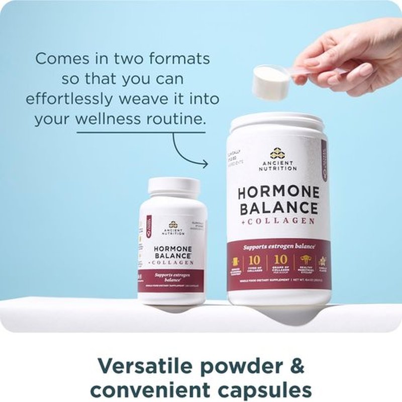 Ancient Nutrition Hormone Balance Collagen Powder - Hydrolyzed Peptides for Energy & Hormone Support | Vanilla, 25 Servings