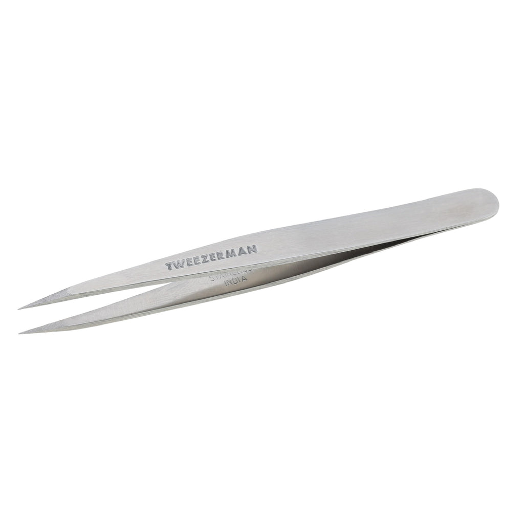 Tweezerman Steel Point Tweezer, Silver, 2 x 6 inches, Modern, Professional Quality for Eyebrow Precision, Facial and Ingrown Hair Removal