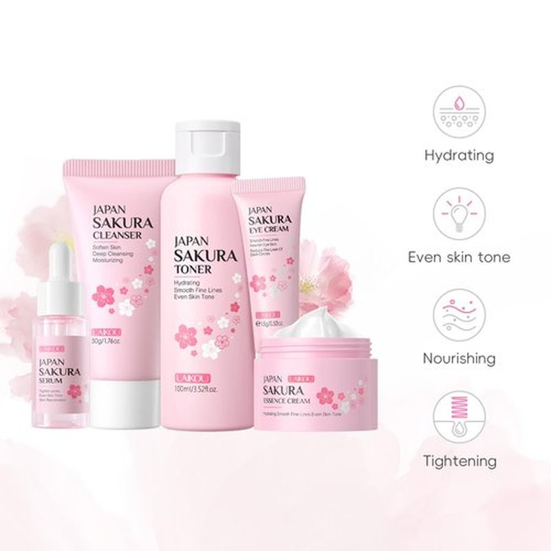 LAIKOU SAKURA Skin Care, Skin Care Set, Face Mask, Eye Mask, Lip Mask with Serum, Cleanser, Toner, Eye Cream, Essence Cream for Women Teen Girls Mom Daughter Mother's Day Christmas Birthday