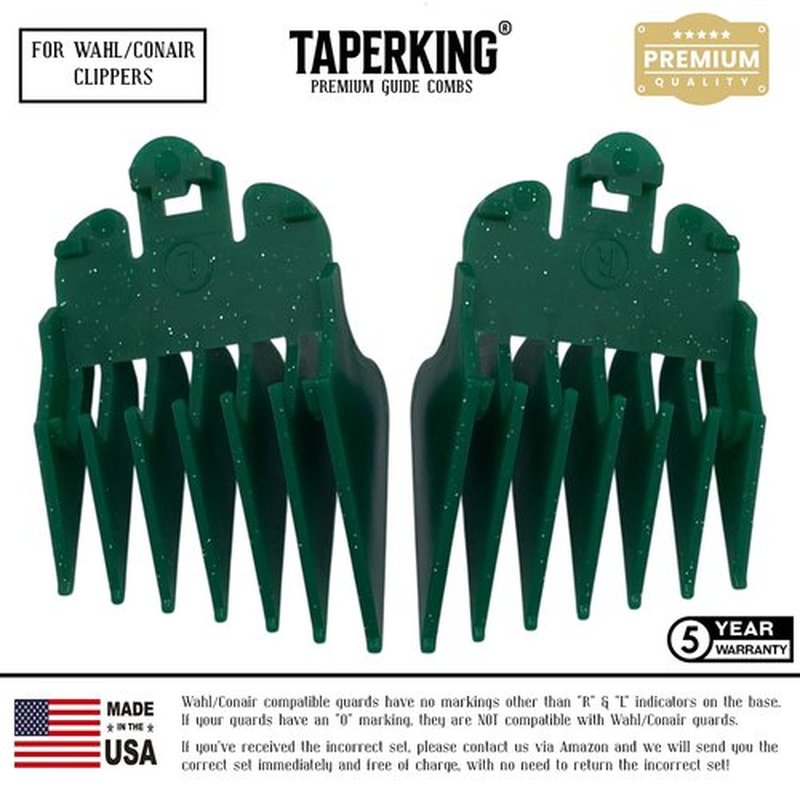 Taper King® Guide Combs 2.0 – Improved Quality, Upgraded Design for At Home Taper & Fade Haircuts – Emerald (#3 to #8) – Compatible with Wahl/Conair Clippers