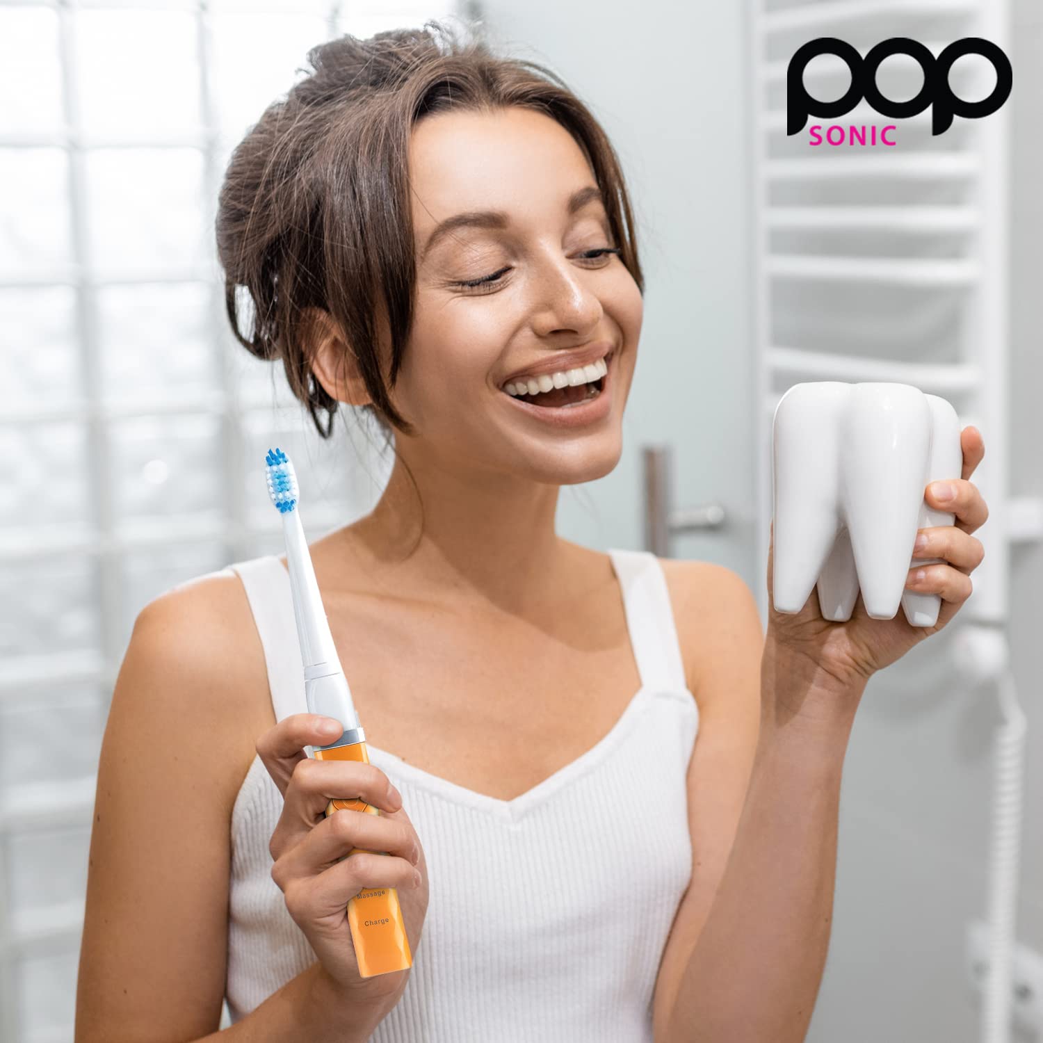 Pop Sonic USB Charge Anywhere Toothbrush(Orange) | Rechargeable Toothbrush w/Up to 40,000 Brush Strokes/Minute-Long-Lasting Dupont Nylon Bristles -Teens & Adult
