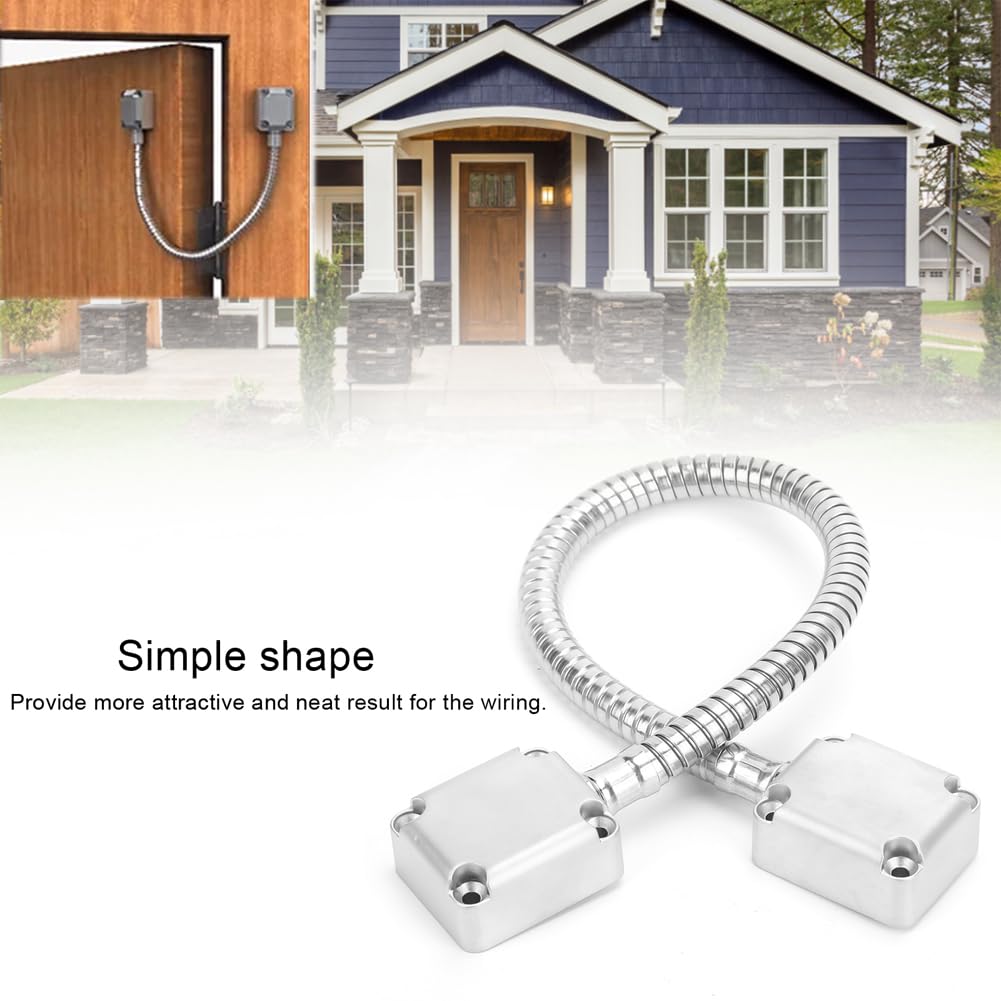 401 Stainless Steel Door Loop Wire Cable Protector Armored Door Cord w/Die-Cast End Power Transfer for Exposed Mounting Access Control