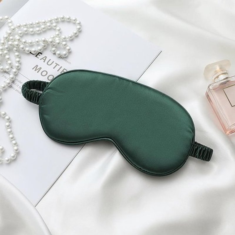 LCBD Silk Satin Sleeping Eye Mask, Green Sleep Eye Night Blindfold for Women and Men, Soft Breathable Blackout Eyeshade Eye Cover for Travel, Wedding Bridesmaid Gift