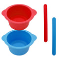 Silicone Wax Warmer Liners, 2-Pack Non-Stick Wax Pot Replacement with 2 Silicone Wax Sticks for Hair Removal, Gigi Wax Warmer, Kolua Wax Kit, Body Wax Warmer (Red & Blue)
