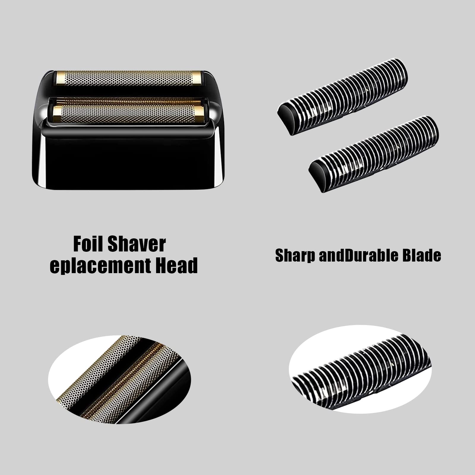 Replacment Foil and Cutter for Babyliss Pro MetalFX Double Foil Shavers Head，2 Count,Black