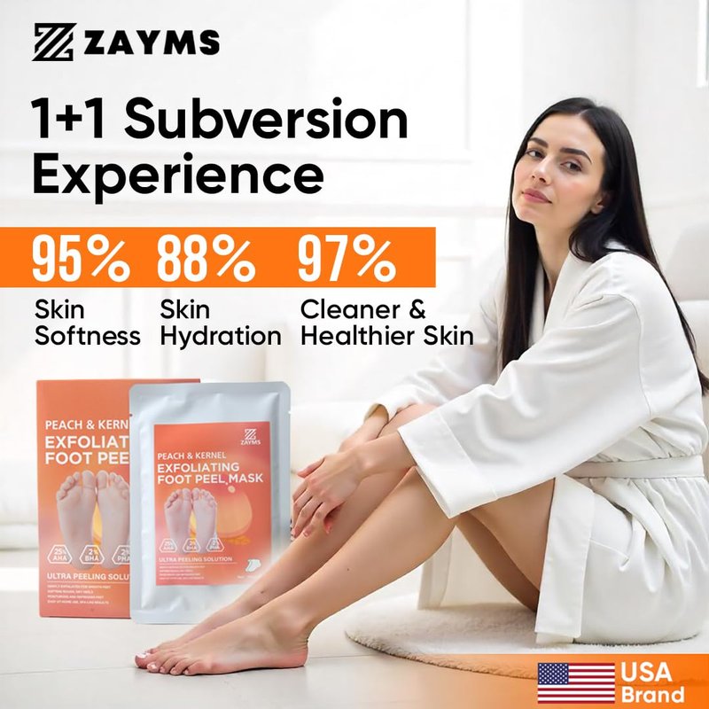 ZAYMS Foot Peeling Mask 5 Pack - Exfoliating Mask for Baby Soft Feet, Removes Dead Skin & Calluses, Repairs Cracked Heels, Natural Peel for Smooth, Soft Feet