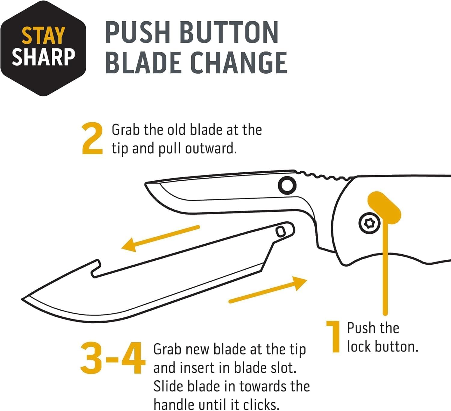 OUTDOOR EDGE 3" Replacable Combo Blade Pack - 2 Stainless Steel EDC Drop-Point Blades & 2 Stainless Steel Serrated Drop-Points - Compatible 3" Razor Blade Knives
