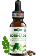 USDA Organic Moringa Seed Oil: 100% Pure, Cold Pressed, Unrefined Moringa Oleifera Seed Oil. 2 oz Bottle with Treatment Pump. For Skin and Hair - Food Grade for Oral Consumption
