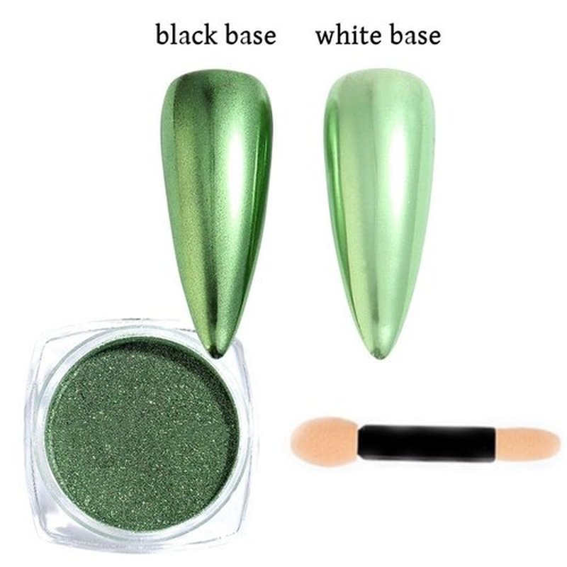 Green Red Chrome Nail Powder, Mirror Effect Metalic Powder Pigments for Nails,Red+Green Nail Art Glitter Glitter Dust Kit for Gel Polish(Red+Green)