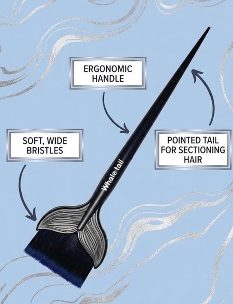Ocean Hues Hair Dye Brush – Whale Tail Reusable Hair Color Brush Applicator for Dye, Bleach & Treatments – Salon Quality