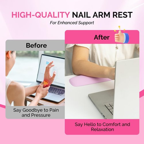 MelodySusie Nail Arm Rest, Portable Manicure Hand Rest, Professional PU Leather Nail Hand Rest Stand for Acrylic Nails, Nail Hand Pillow for Nail Tech Manicurist, Travel Salon Home, Pink