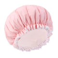 Skiennix Reusable Shower Cap - Waterproof Terry Cloth Lined Design | Double Layer, Pink for All Hair Lengths
