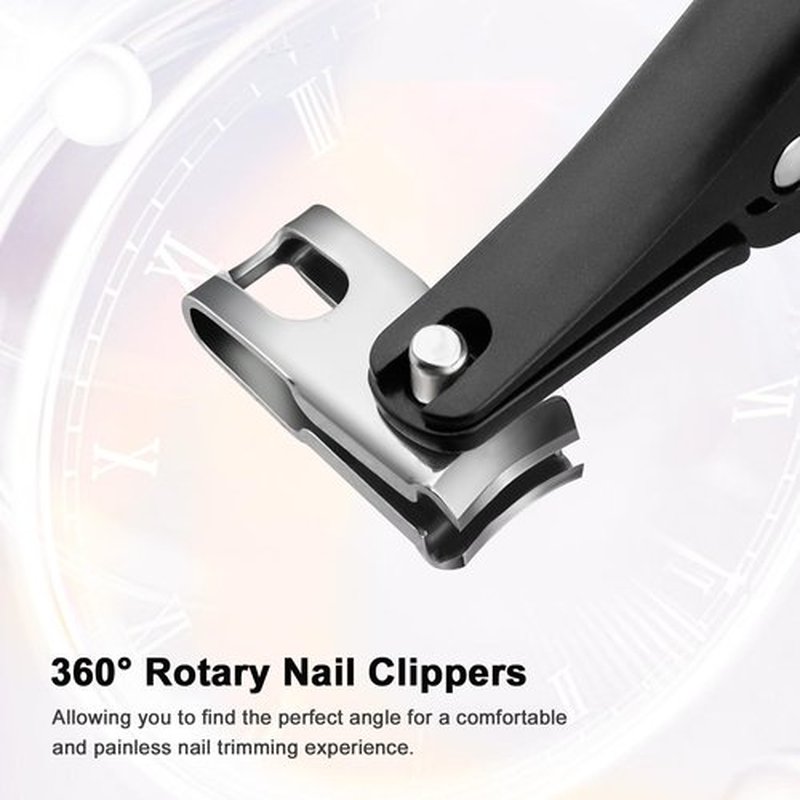 ILLFER Nail Clippers for Seniors Fingernail and Toenails, 360° Rotating Head Ergonomic Long Handle Premium Steel Nail Trimmer for Men Women