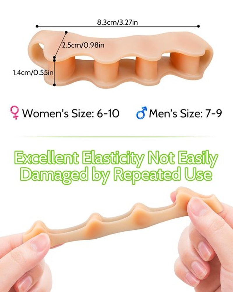JOKHUE Silicone Toe Separators Spacers for Women and Men Bunion Corrector, Overlapping Toes Spreaders,Stretchers for Relieving Feet Plantar Fasciitis (Beige)