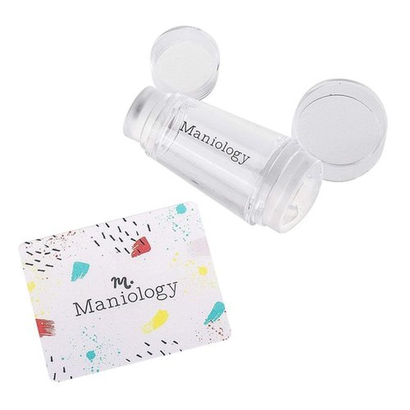 Maniology Mini Dual-Ended Clear Nail Stamper with Scraper Card | Transparent Silicone Stamper for Precise Nail Design Placement – Essential Nail Art Stamping Tool
