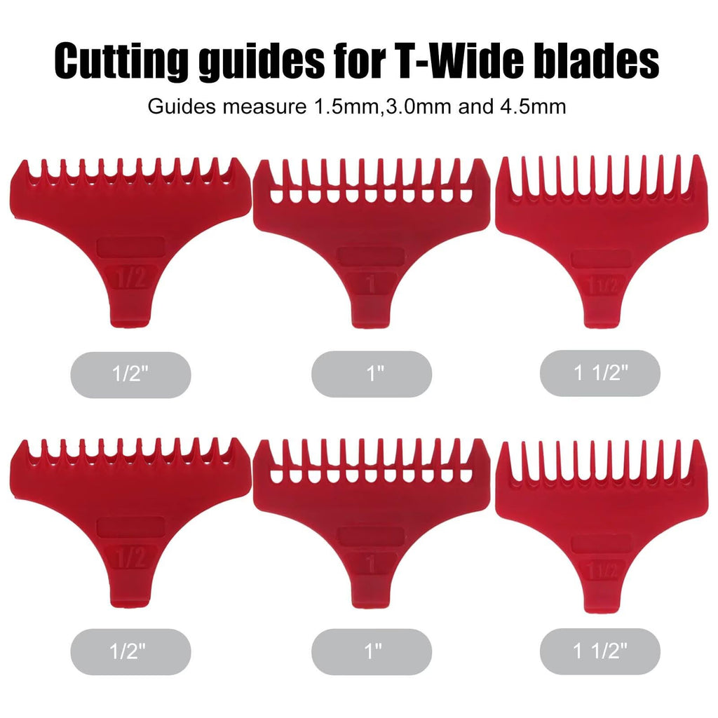 INGQI Set of 3 for T Wide Trimmer Guides Replacement for W-a-h-l #3792 – Fit for the 5 Star Detailer #2215 T Wide Blade - Red