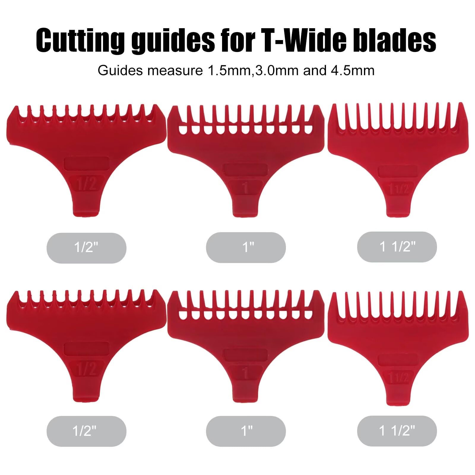 INGQI Set of 3 for T Wide Trimmer Guides Replacement for W-a-h-l #3792 – Fit for the 5 Star Detailer #2215 T Wide Blade - Red