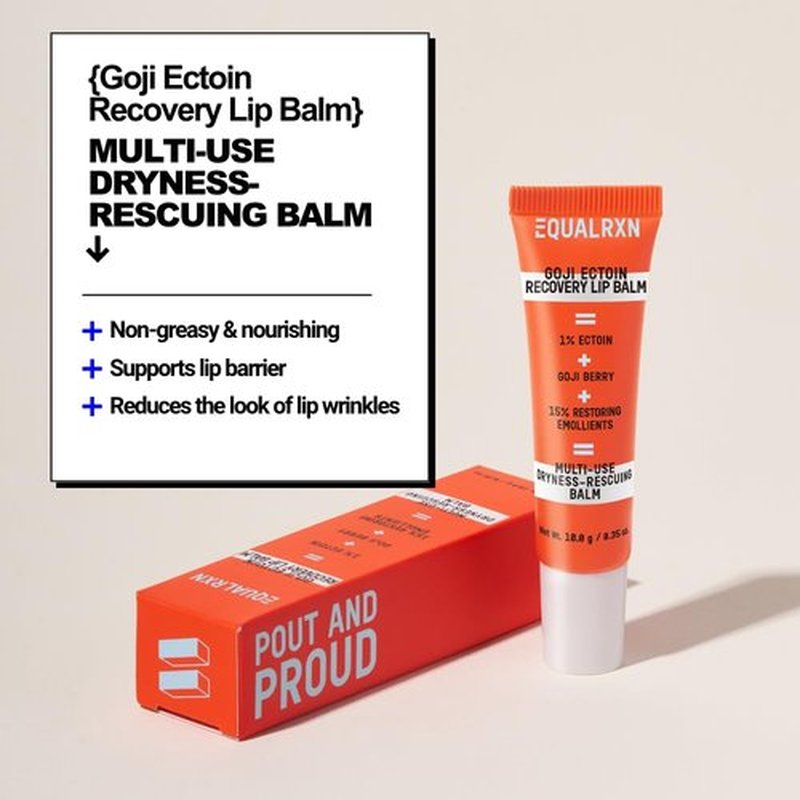 EqualRXN Goji Ectoin Recovery Lip Balm - Hydrating Moisture Oil Formula with Papaya Enzyme for Dry Chapped Lips Barrier & Skin Patches