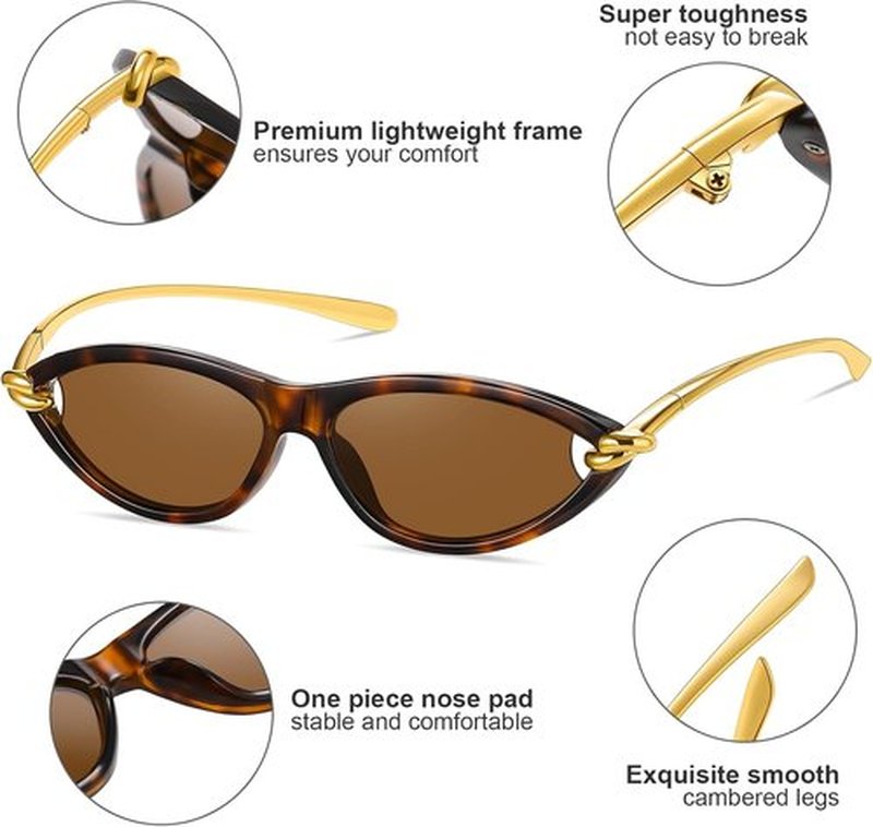 Skiennix Retro Oval Sunglasses - Stylish Cat Eye 90s Sunnies for Men & Women | Lightweight UV Protection