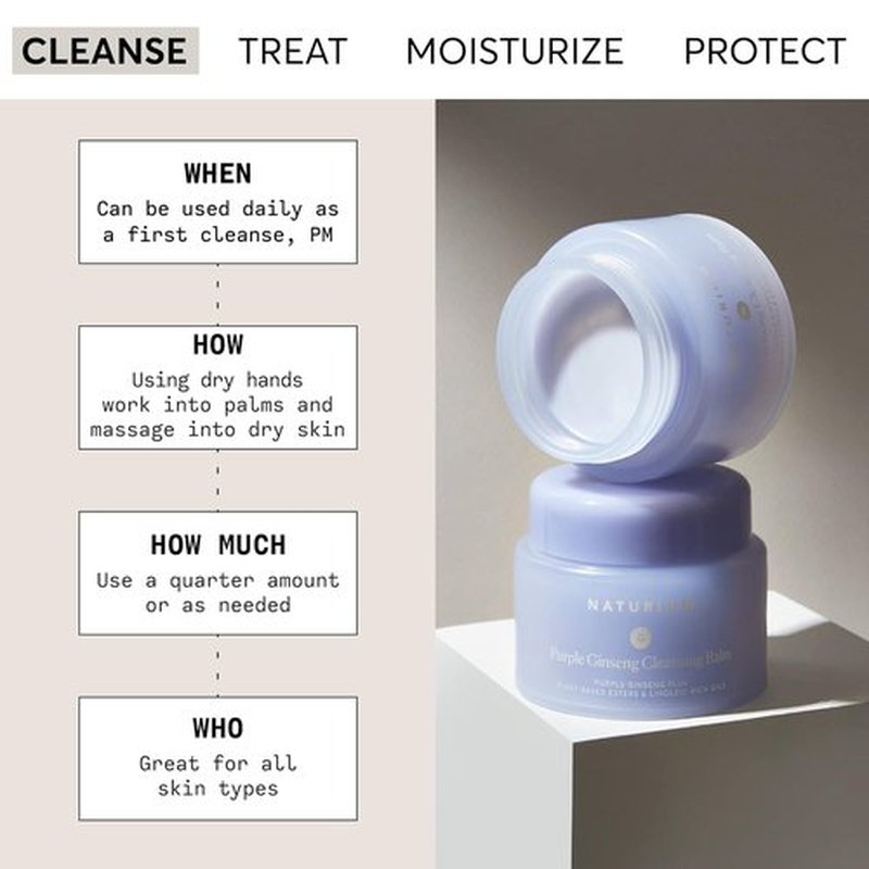 Naturium Purple Ginseng Cleansing Balm - Plant-Based Smoothing Face Wash, 3.0 oz