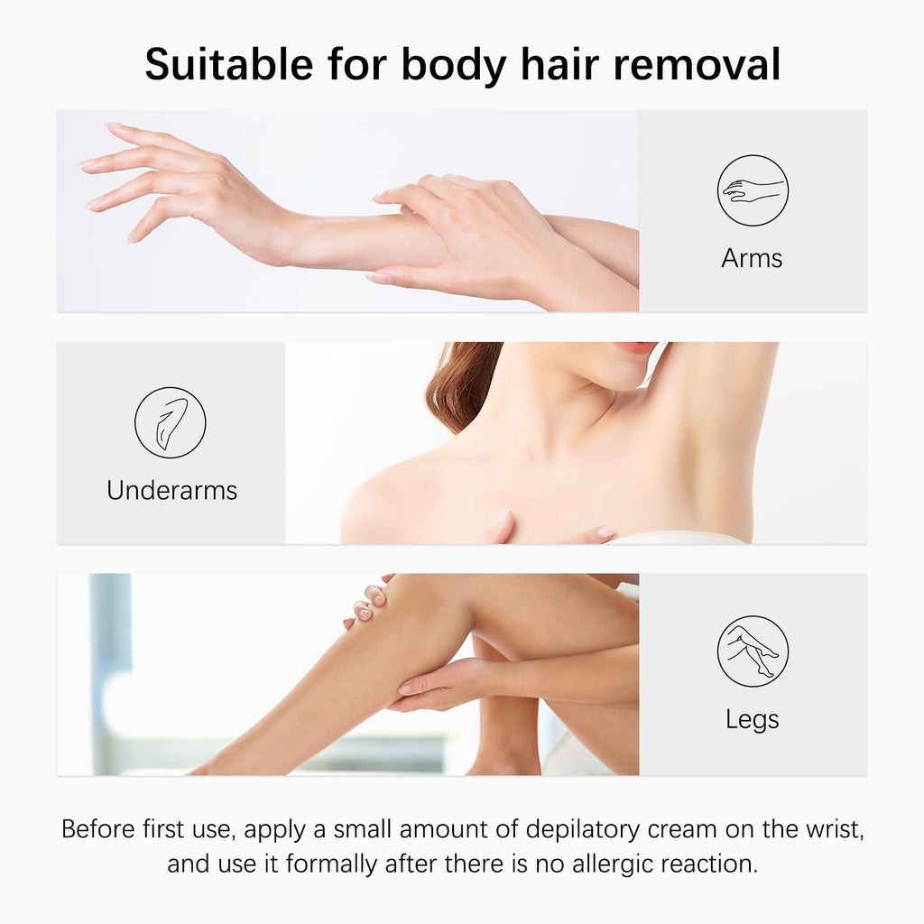 Body Hair Removal Cream 3.38 fl oz, Plant Based Depilatory Cream for Women & Men with Shea Butter and Bisabolol, Gentle Hair Removal for Arms Underarms and Legs
