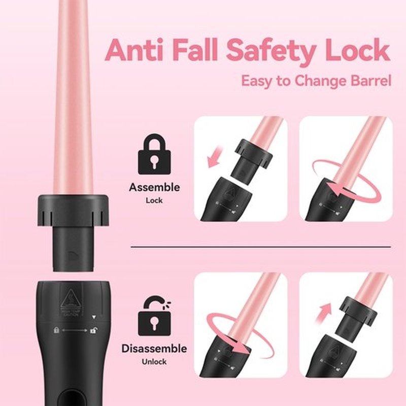 MOCEMTRY 5 in 1 Curling Wand Set (0.35"-1.25") with 3 Barrel Hair Crimper, Bubble Curling Wand and 3 Ceramic Barrels, Curling Iron 1 inch Crimper Hair Tool Waver with Two Temp Control, Gifts for Women