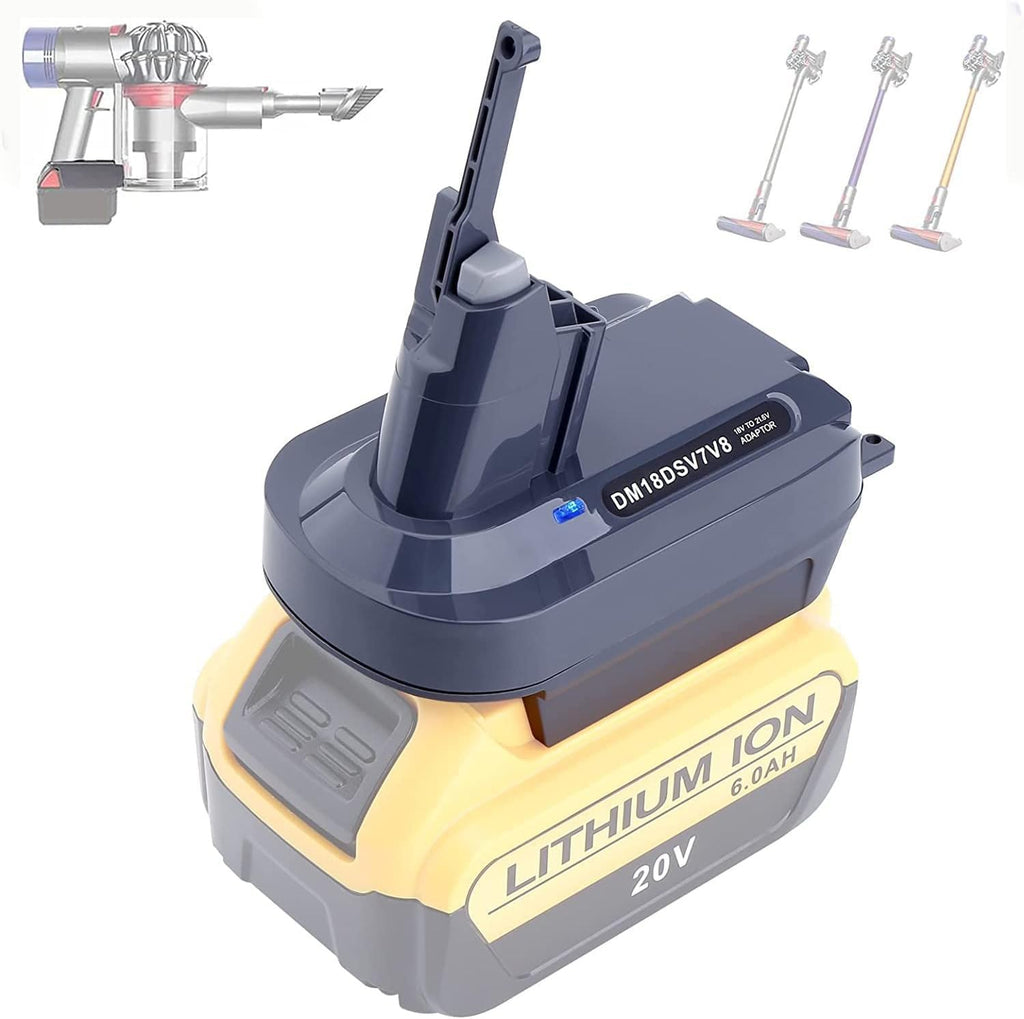Swidan V7 V8 Battery Adapter Compatible with Dewalt 20V Battery Converted to Replacement for Dyson V7 V8 Battery SV10 SV11 Series Animal Absolute Motorhead Pro HEPA Cordless Stick Vacuum Cleaners