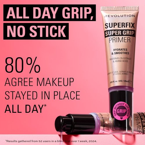 Revolution Beauty London, Superfix Grip Primer, Hydrating & Smoothing Face Primer for Makeup, Gel-Formula to Grip Look, Vegan & Cruelty-Free, 0.81 fl oz