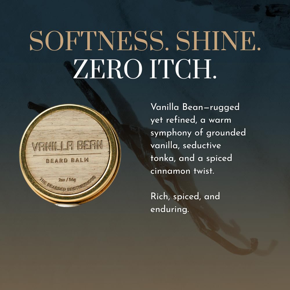 The Bearded Brotherhood TBB Vanilla Bean Beard Balm – Rugged & Refined Beard Care – Spiced Vanilla Scent with Premium Oils & Butters, 2 oz