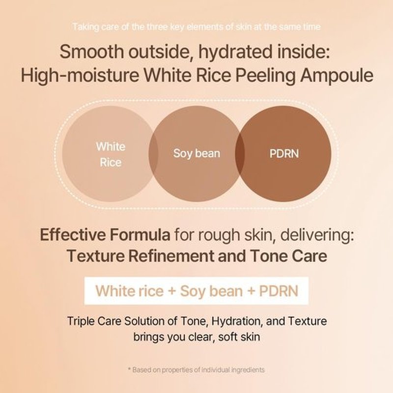 mixsoon White Rice Peeling Ampoule - White rice exfoliant, Gentle Exfoliating Serum for Smooth, Radiant Skin, Dead Skin Cells Remover 100ml / 3.38 fl.oz. Korean Glass Skin Care
