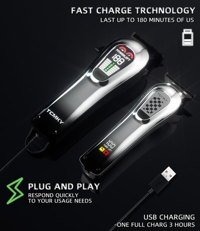 TCMKY Hair Clippers for Men, Professional Clippers and Trimmers Set, Cordless Clippers for Hair Cutting, Beard Trimmer, Barber Clippers, Rechargeable Electric Shaver