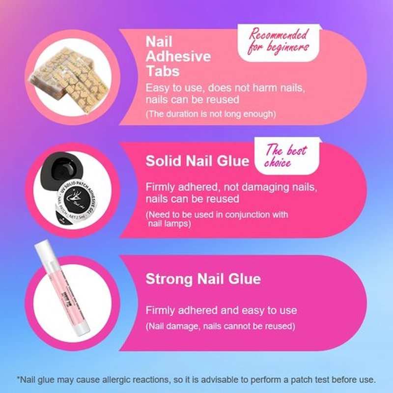 Short Square Press on Nails - Handmade Manicure Art Reusable False Nails 10pcs with Solid Nail Glue, Nail Adhesive Tabs, Strong Nail Glue (303-Large)