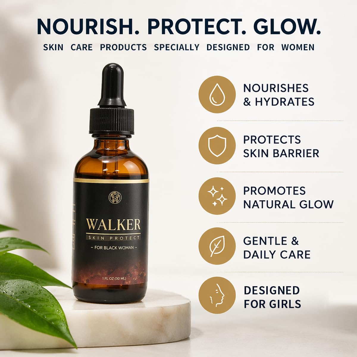 Walker Skin Protect Serum: Natural Firming Facial Serum—Tightens Skin and Fights Aging. to diminish dark circles and provide a lifting effect. Suitable for all skin types (1 PCS)
