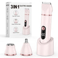 Bikini Trimmer for Women 3 in 1 Electric Shaver Razors Nose Hair Trimmer Waterproof Pubic Hair for Underarm Leg Arm Body (Pink)
