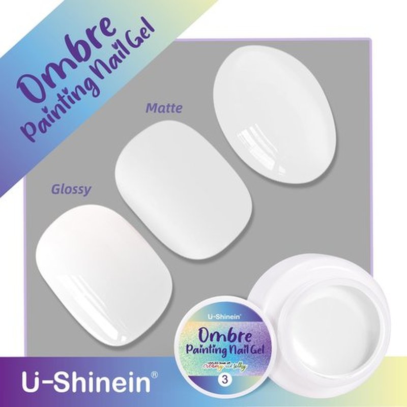 U-Shinein Ombre Gel Nail Polish Set,Colorful Painting Nail Gel with 50Pcs Nail Sponges & 4 Claws Metal Grabber for DIY Nail Art #03 White