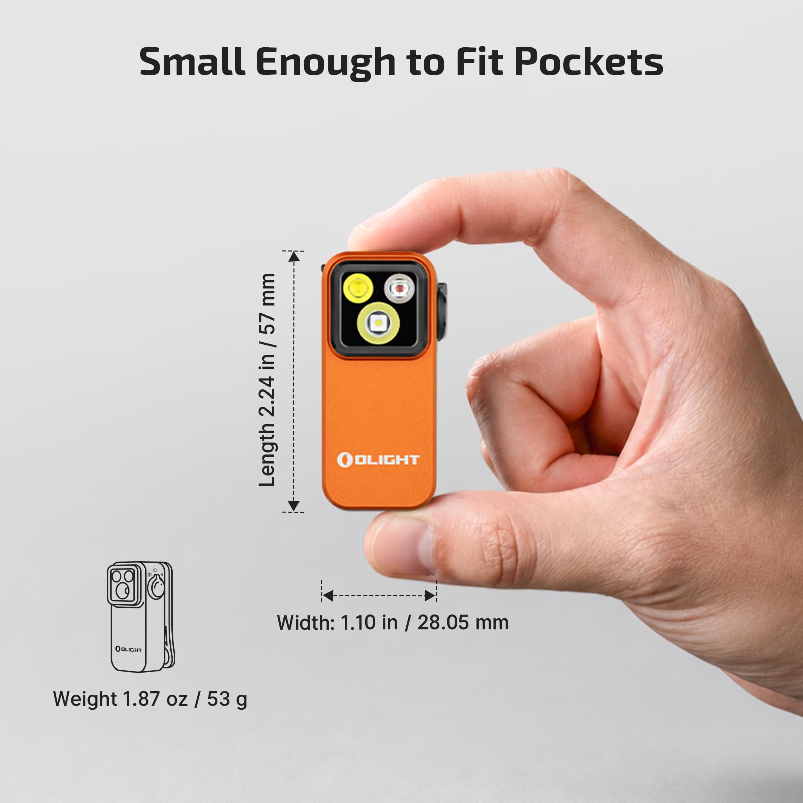 OLIGHT Oclip Pro EDC Flashlight Clip-on Light, Rechargeable 500 Lumens with Three Lighting Solutions Type-C Charging, Magnetic Flash Lights for Signaling, Cycling, Outdoor or Indoor Use(Orange)