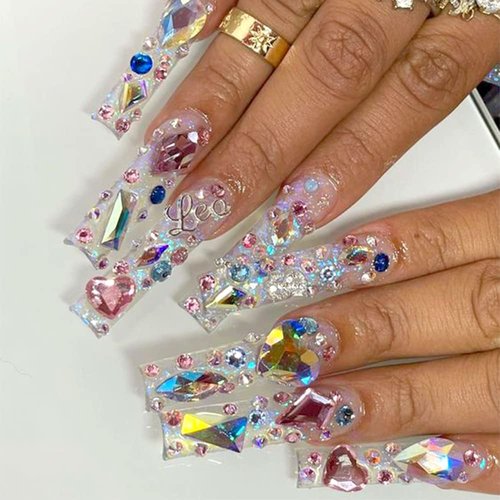 50pcs Colorful Rhinestone Crystals Points with Butterfly, Star, Heart, Geometric Shapes suitable for Nails & Crafts
