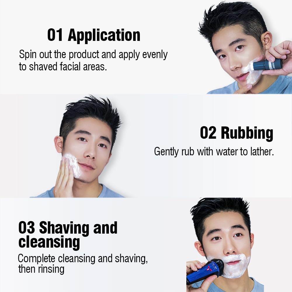 KWAN YEE GOR Shave Stick Bar and Face Wash for use with all Wet and Dry Shavers