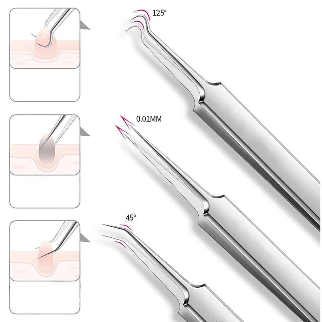Professional Beauty Salon Tweezers, Beauty Salon Tweezers for Blackheads, High Hard Stainless Steel Blackhead Remover Tweezer for Whiteheads, Blackheads, Acne and Ingrown Hair (Set c)
