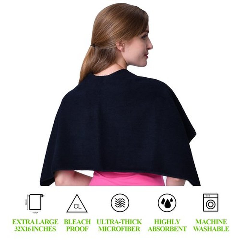 COGANA Microfiber Hair 6 Pack Black Towels Set Bleach Proof Salon Towels Quick Hair Drying Towel 16X32inches Absorbent Face Washcloths Makeup Removal