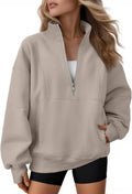 AUTOMET Women's Oversized Quarter Zip Sweatshirt - Cozy Fleece Pullover Hoodie for Fall | Stylish Mock Neck Design