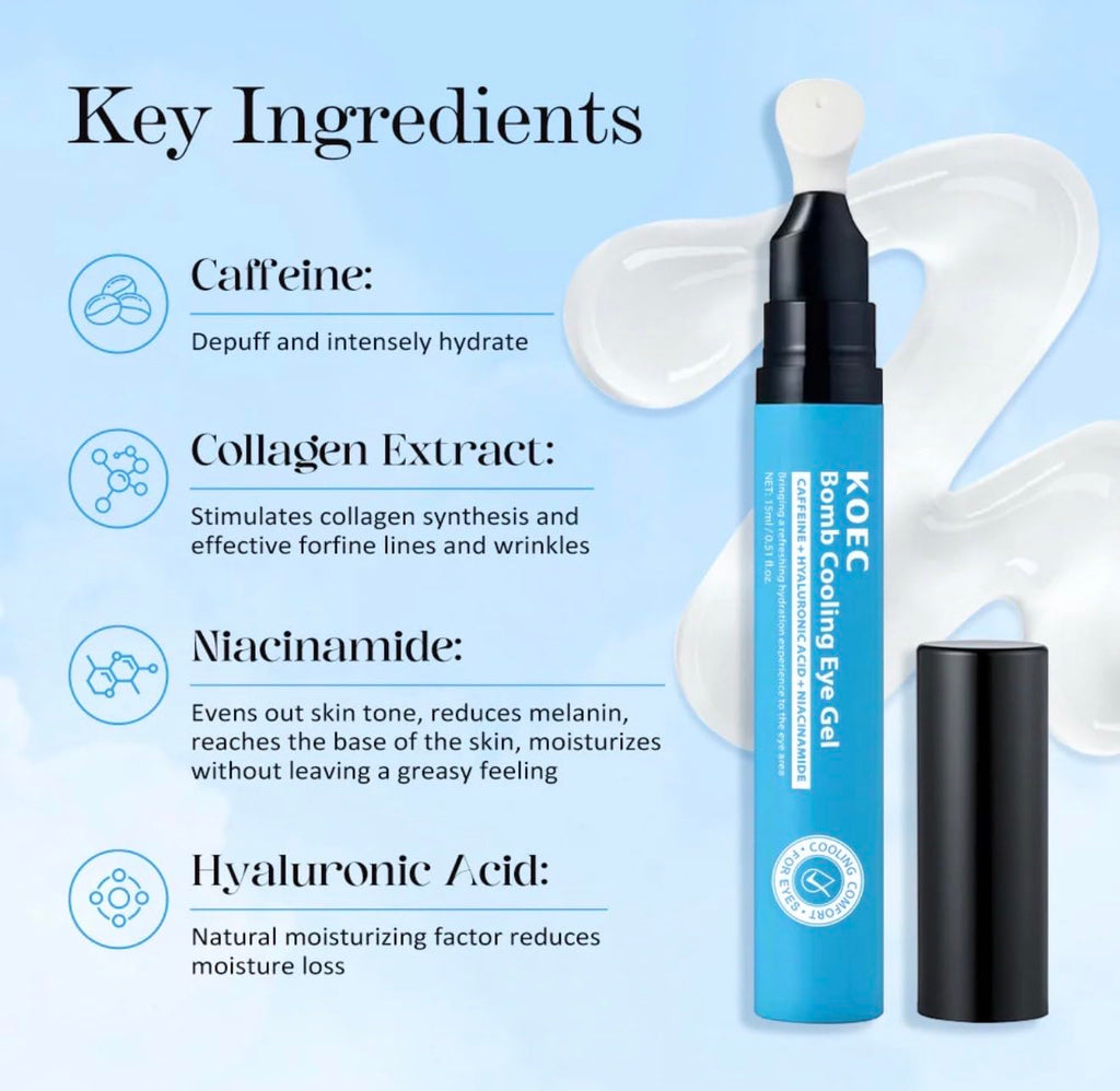 BEAUTIVANA KOEC Bomb Cooling Eye Gel, Dark Circle Reducer with Plumping and Firming Effect, 15g