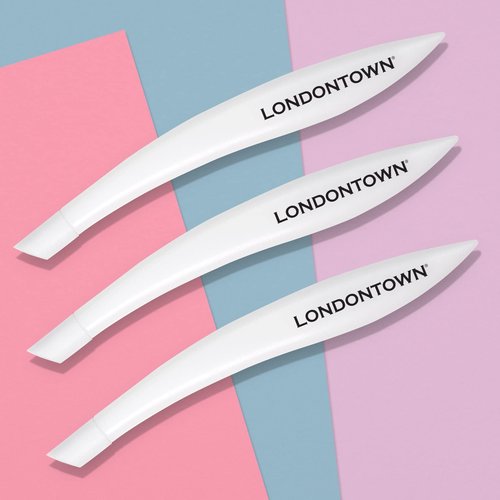 LONDONTOWN Cuticle Pusher Tool with Rubber Finish Tip Bevel Edge Professional Grade Plastic Precision Fingertip Nail Scrapper Manicure Stick Tool