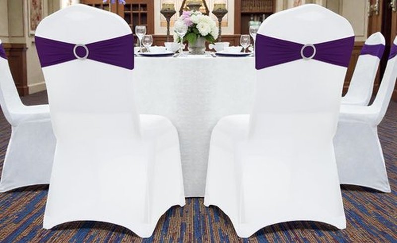 MDS Spandex Chair Sashes - Universal Fit Elastic Stretch Bands with Buckle Slider - Purple, Pack of 200