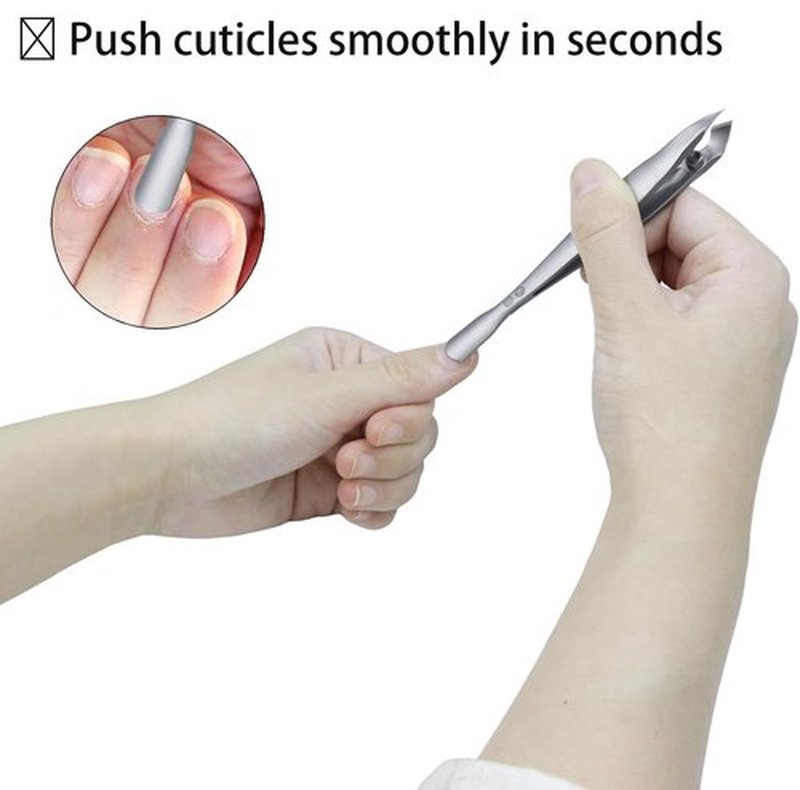 SG Nekoo Cuticle Trimmer and Pusher 2-in-1 Tweezers-Style,Surgical-Grade Stainless Steel, Compact Portable Nail Tool with Leather Case for Precise Hangnail/Cuticle Care (Home, Travel, Salon)