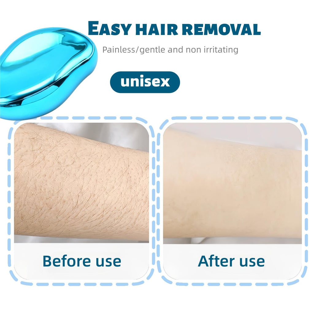 MactiveXL Natural Crystal Hair Remover (Light Blue) - Reusable Painless Nano Glass Hair Eraser, Shaver-Free Gentle Epilator & Exfoliator for Smooth Silky Skin